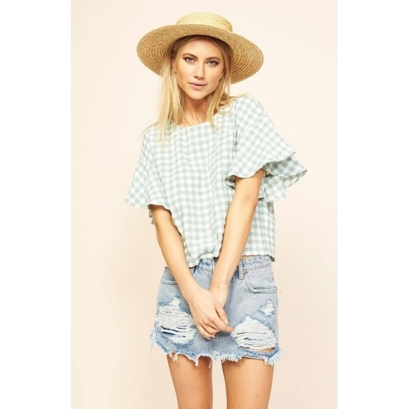 Minkpink Sage Gingham Top - Picture 2 of 8